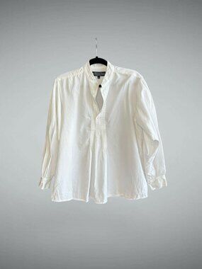 J. Peterman White Relaxed Fit Otavalo Mountain Henley Shirt Men's Size Small